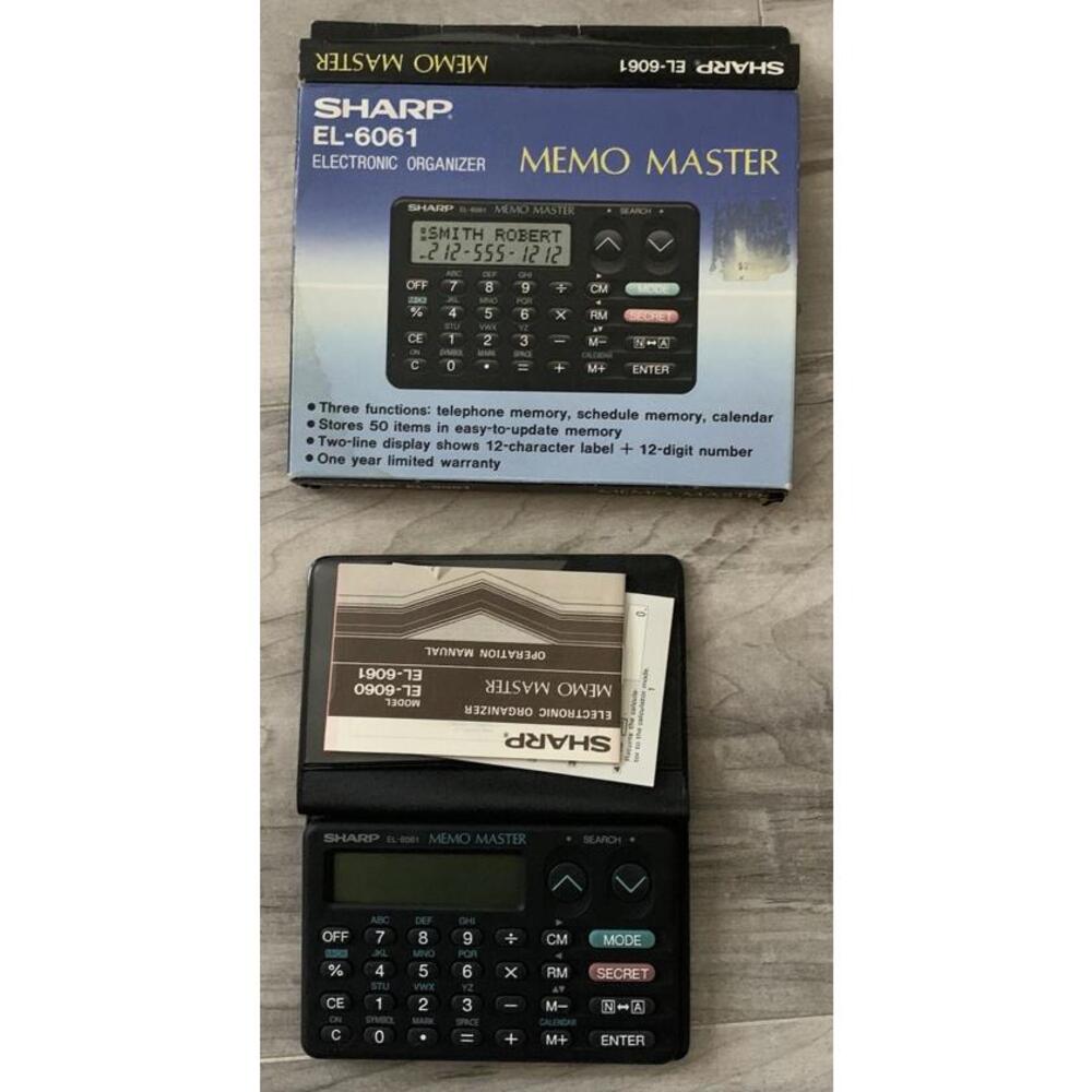 Sharp Memo Master Electronic Organizer & Calculator Model EL-6061 Excellent